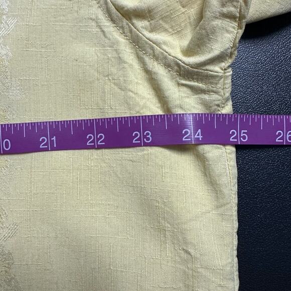 Island Republic Yellow Embroidered Short Sleeve Silk Button Down Size XXL - Picture 7 of 8
